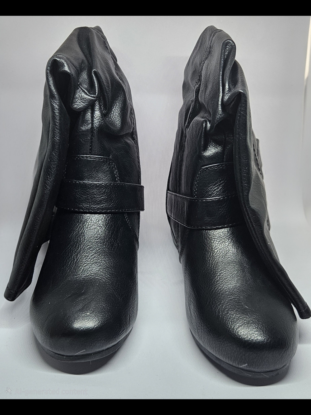 Journee Tiffany Black Women's Fold-over Mid-calf Boots Sz. 8